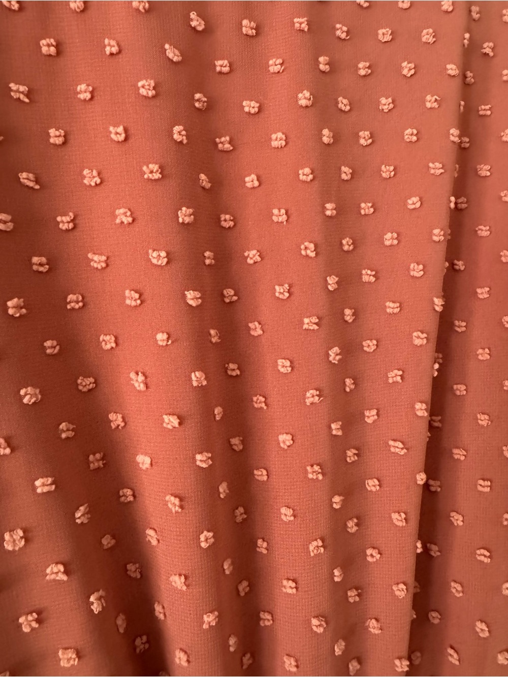 Chunky Swiss Dot Rust Maxi Wrap Dress with Tie Waist - Picture 3 of 5